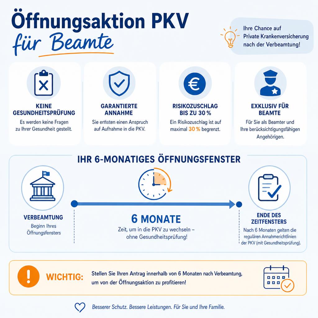 Infografik Öffnungsaktion PKV für Beamte mit 6-monatigem Zeitfenster